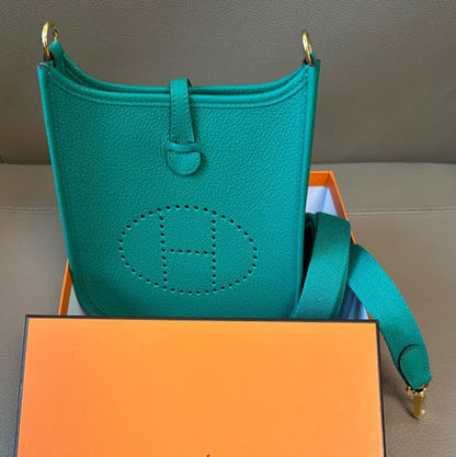 Hermes Mini Evelyne Blue Paon Clemence