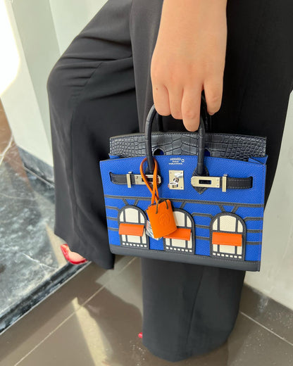 🧺 Hermès Handbag || 20cm Faubourg Blue Matte Alligator || Palladium Hardware