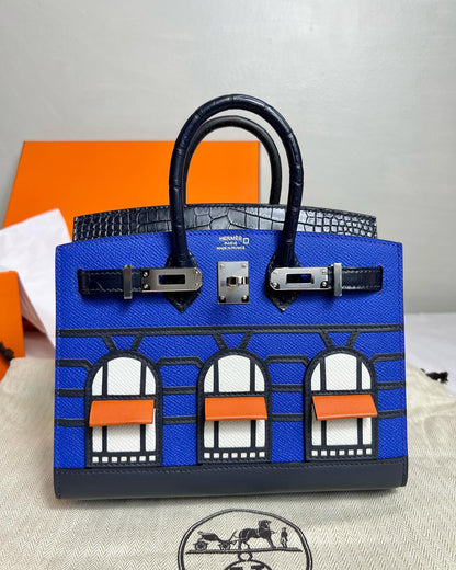 🧺 Hermès Handbag || 20cm Faubourg Blue Matte Alligator || Palladium Hardware