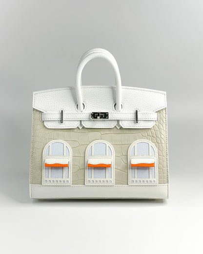 🧺 Hermès Handbag || 20cm Faubourg White Matte Alligator || Palladium Hardware