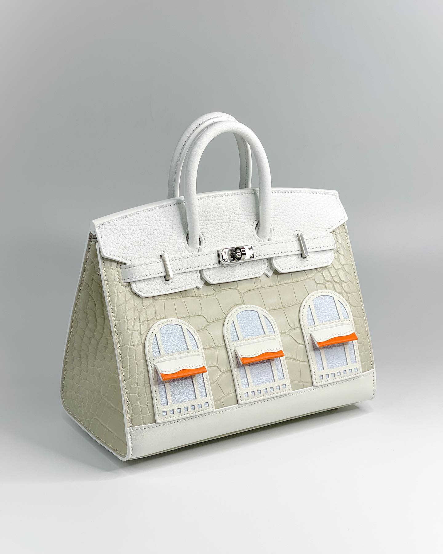 🧺 Hermès Handbag || 20cm Faubourg White Matte Alligator || Palladium Hardware