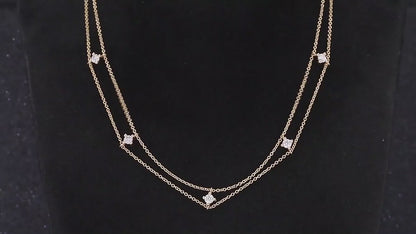 IGI Certified  Diamond Silver  Gold Cuban Tennis Necklace Jewerly.