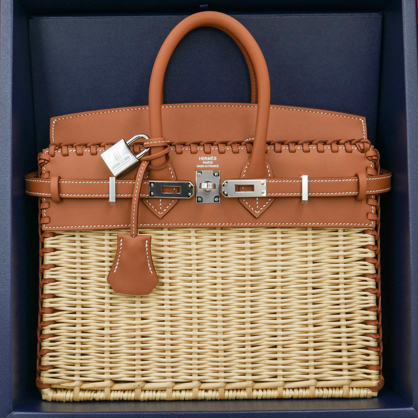 🧺 Hermès Handbag || 30cm Birkin Picnic Gold Swift Leather || Palladium Hardware