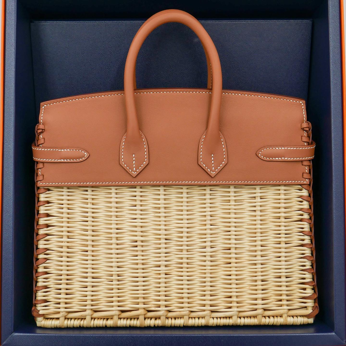 🧺 Hermès Handbag || 30cm Birkin Picnic Gold Swift Leather || Palladium Hardware