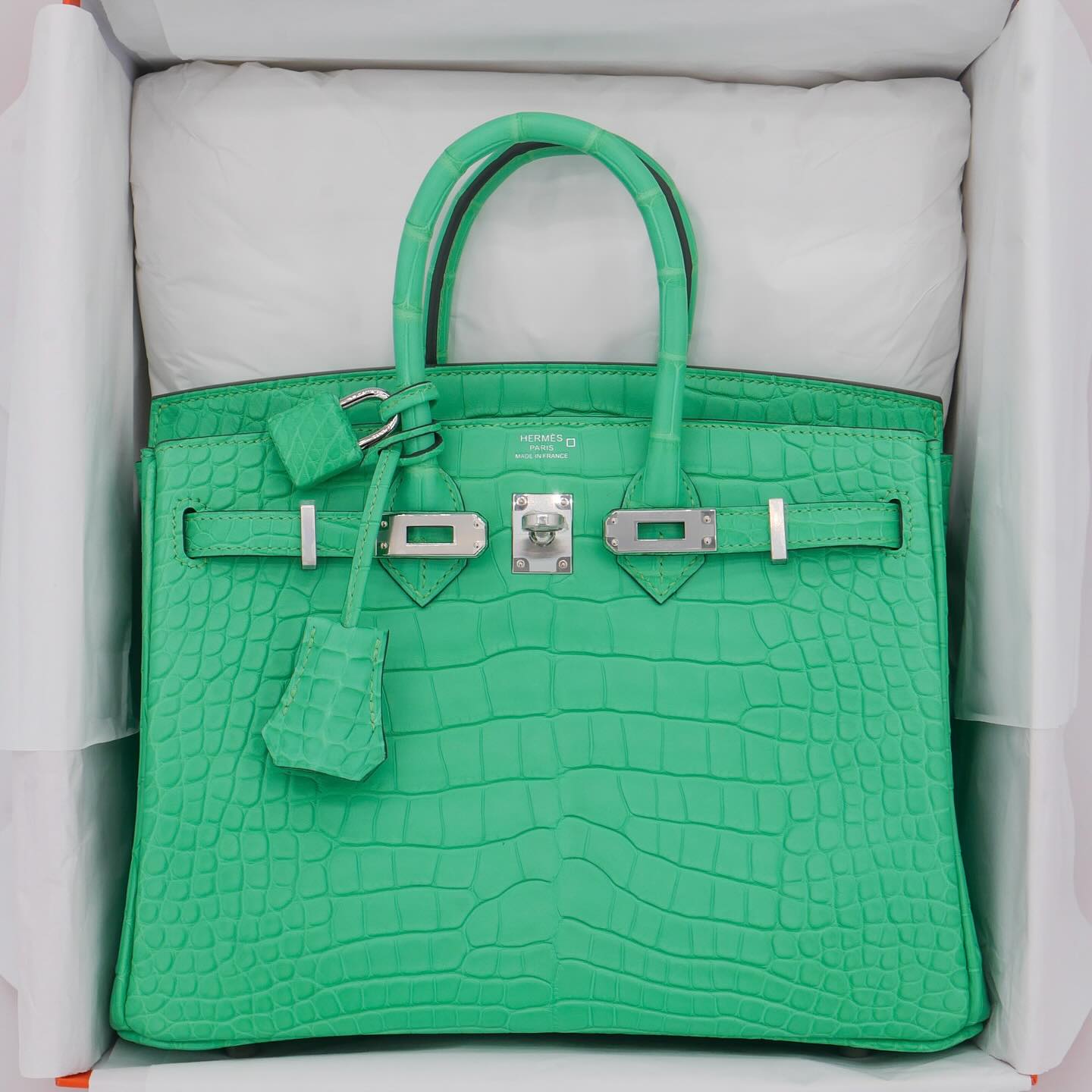 💚 Hermès Handbag ||30cm Birkin Vert Comics Matte Alligator || Palladium Hardware