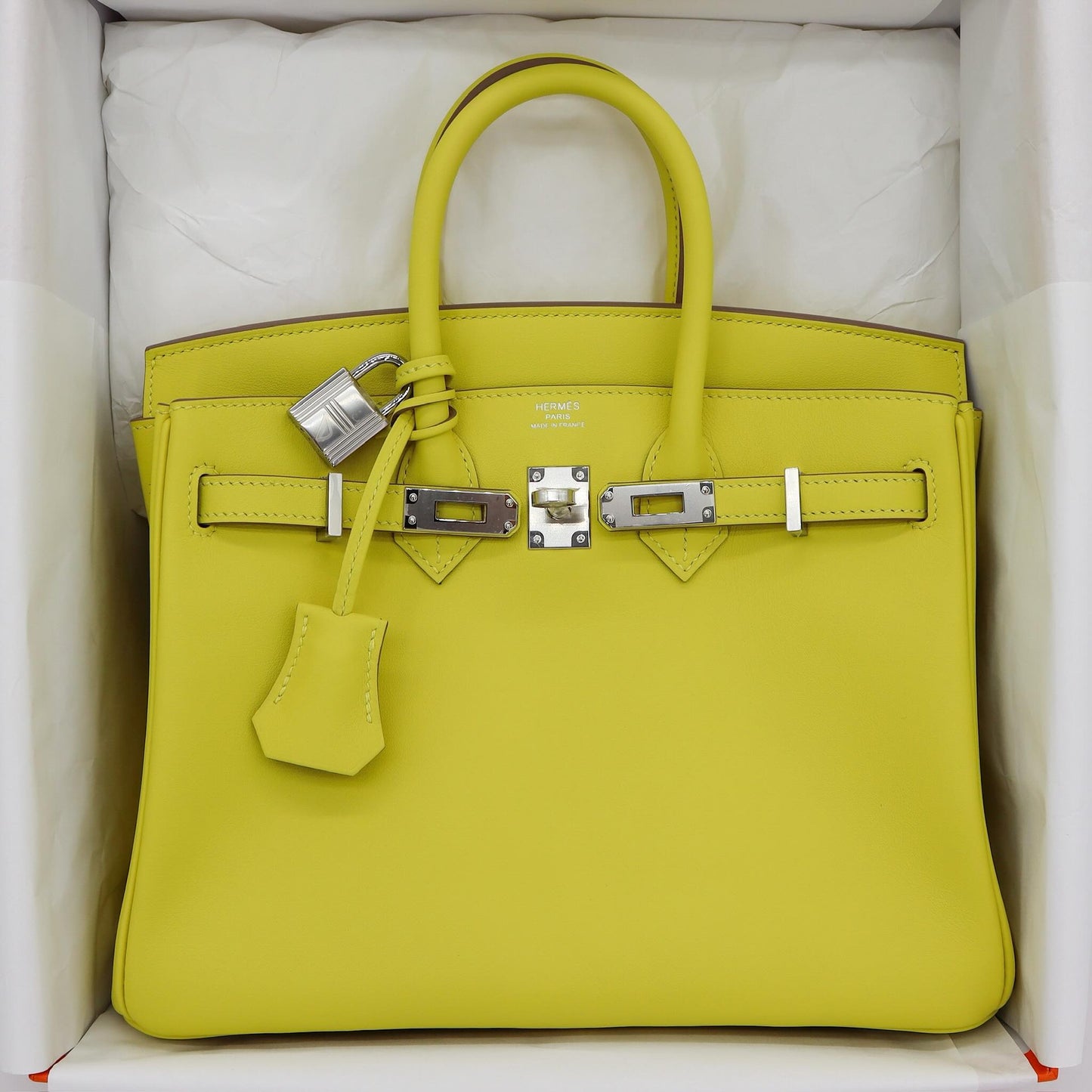 🍋 Hermès Handbag || 30cm Birkin Lime Swift Leather || Palladium Hardware