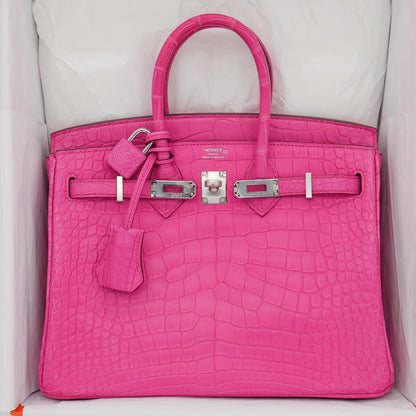 💖 Hermès Handbag || 30cm Birkin Rose Shocking Matte Alligator || Palladium Hardware