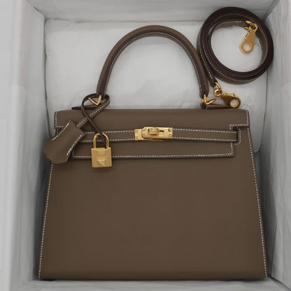 🧺Hermès || 25cm Kelly Sellier Etoupe Epsom Leather || Gold Hardware