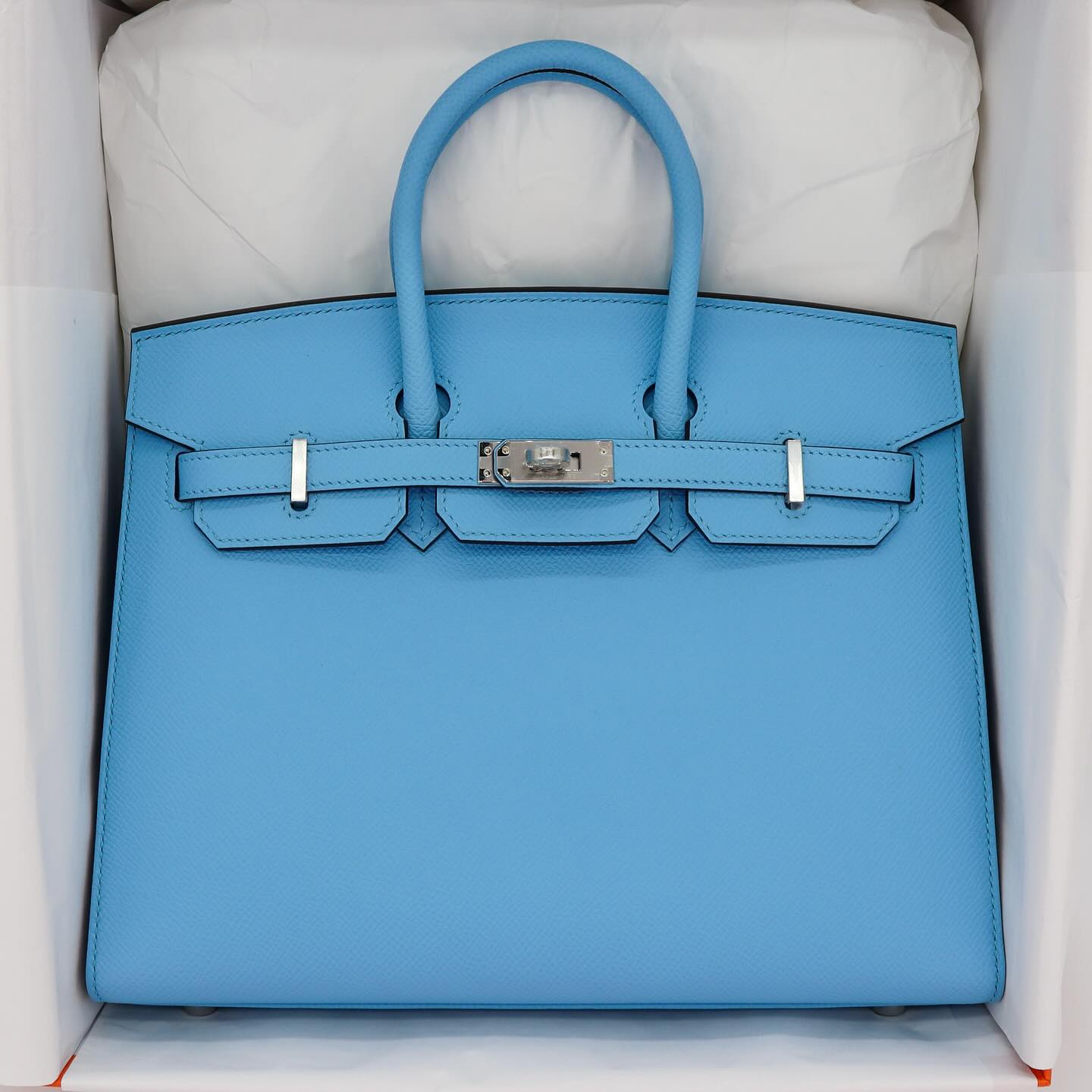 🩵 Hermès Handbag || 30cm Birkin Candy Celeste Epsom Leather || Palladium Hardware