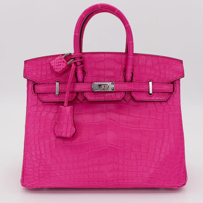 💖 Hermès Handbag || 30cm Birkin Rose Shocking Matte Alligator || Palladium Hardware