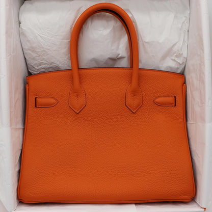 🧡 Hermès Handbag || 30cm Birkin Orange Togo Leather || Gold Hardware