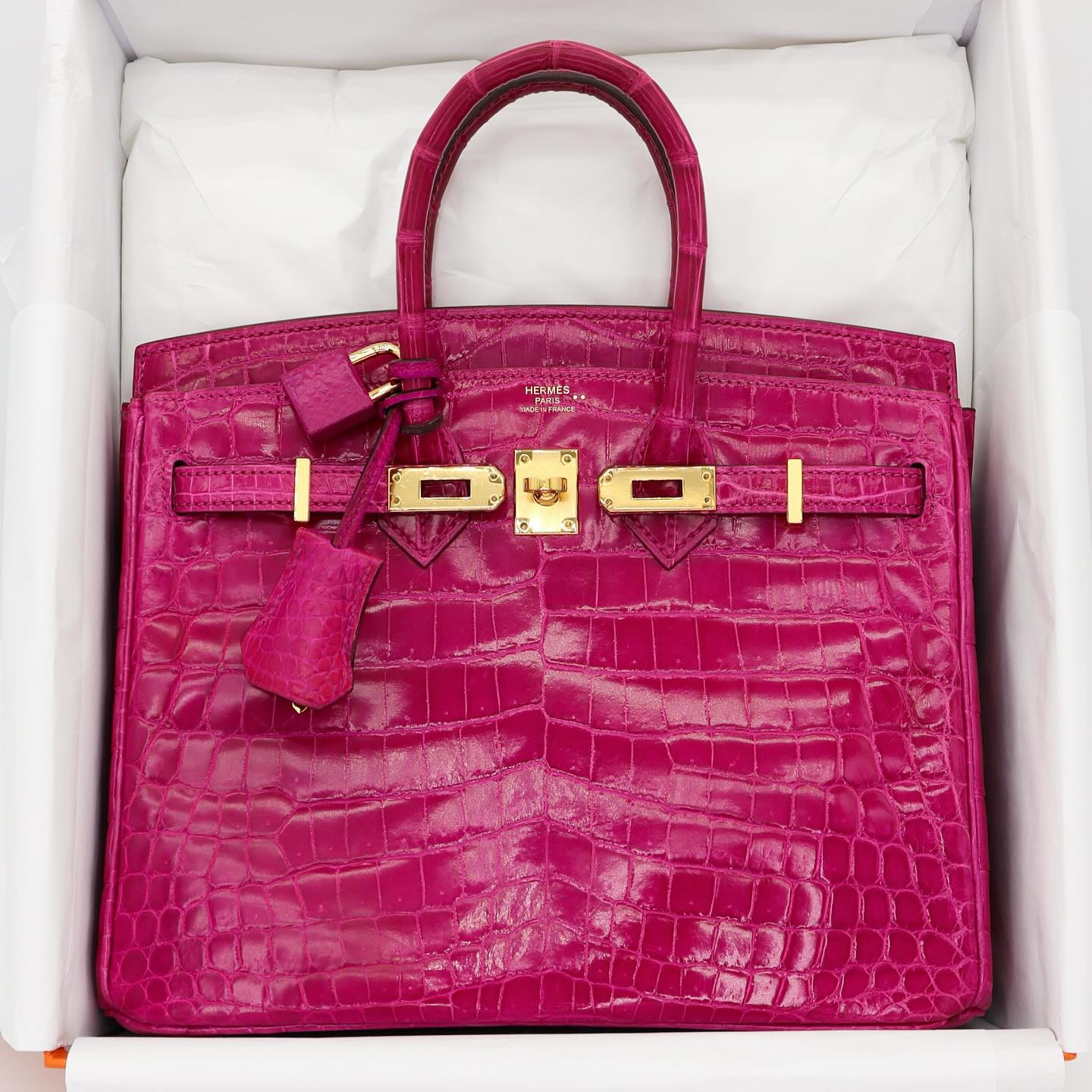 💖🐊Hermès Handbag || 30cm Birkin Rose Scheherazade Shiny Niloticus Crocodile || Gold Hardware