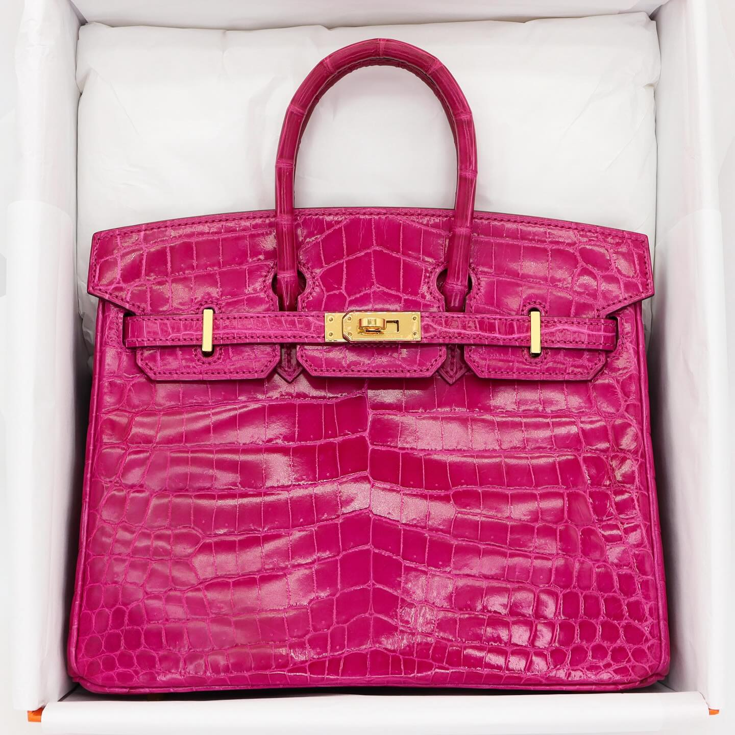 💖🐊Hermès Handbag || 30cm Birkin Rose Scheherazade Shiny Niloticus Crocodile || Gold Hardware