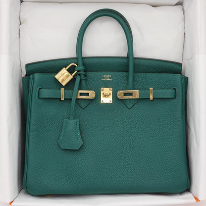 💚 Hermès Handbag || 30cm Birkin Malachite Togo Leather || Gold Hardware