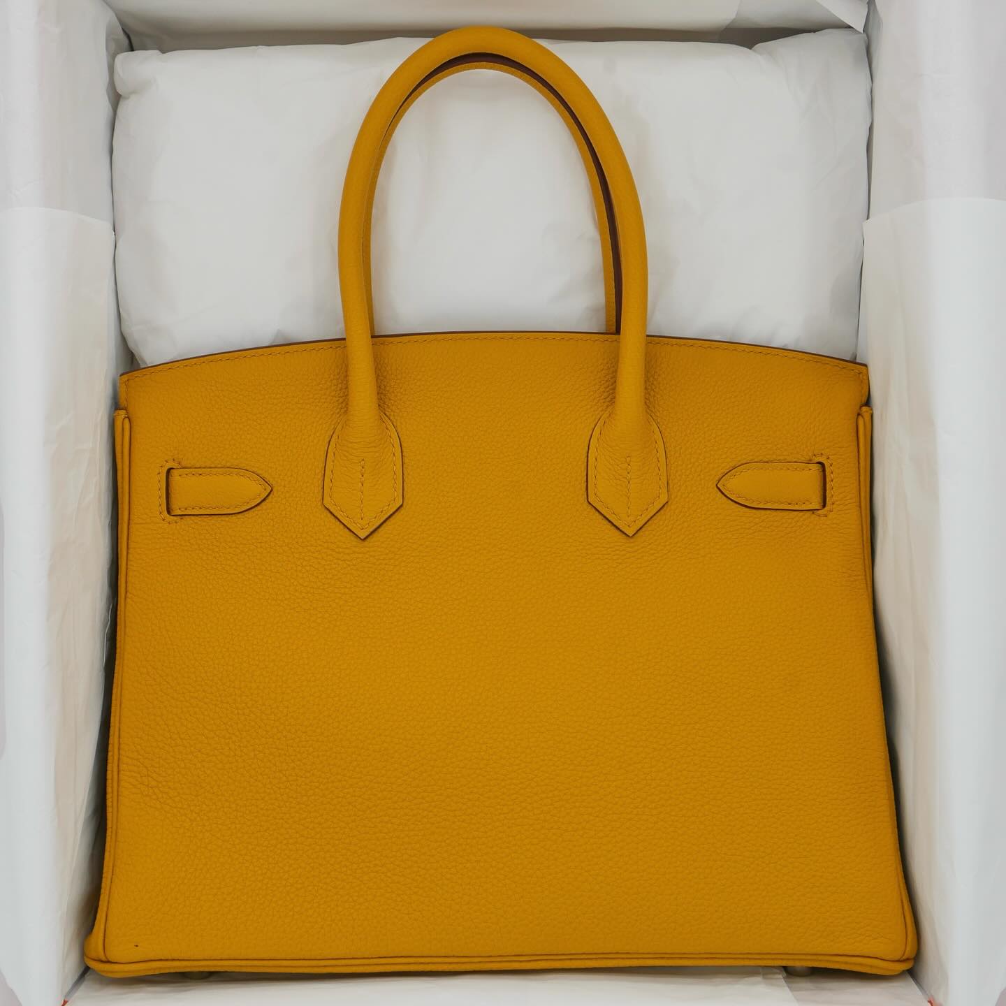 💛 Hermès Handbag || 30cm Birkin Ambre Togo Leather || Palladium Hardware