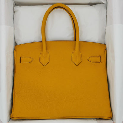 💛 Hermès Handbag || 30cm Birkin Ambre Togo Leather || Palladium Hardware