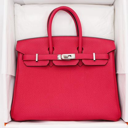 🌺 Hermès bag || 30cm Handbag Birkin Rose Mexico Togo Leather || Palladium Hardware