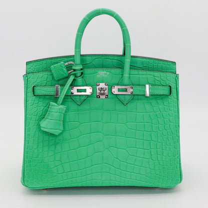 💚 Hermès Handbag ||30cm Birkin Vert Comics Matte Alligator || Palladium Hardware