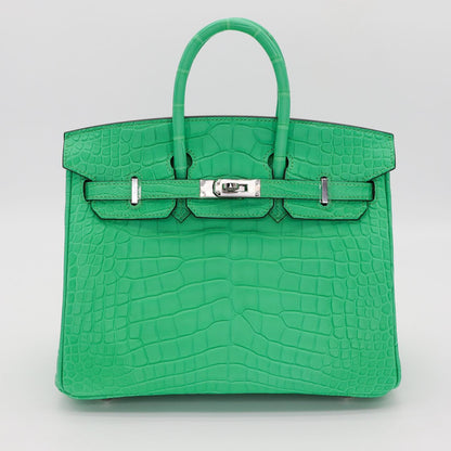 💚 Hermès Handbag ||30cm Birkin Vert Comics Matte Alligator || Palladium Hardware