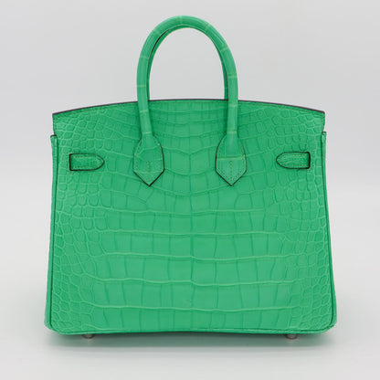 💚 Hermès Handbag ||30cm Birkin Vert Comics Matte Alligator || Palladium Hardware