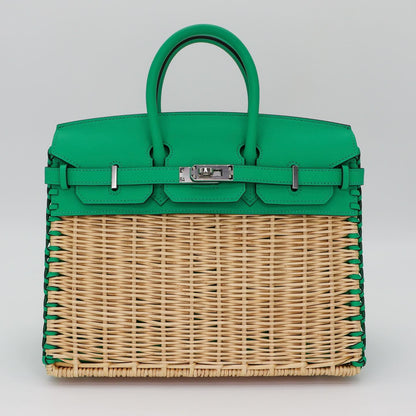 🧺 Hermès Handbag || 30cm Birkin Picnic Menthe Swift Leather || Palladium Hardware