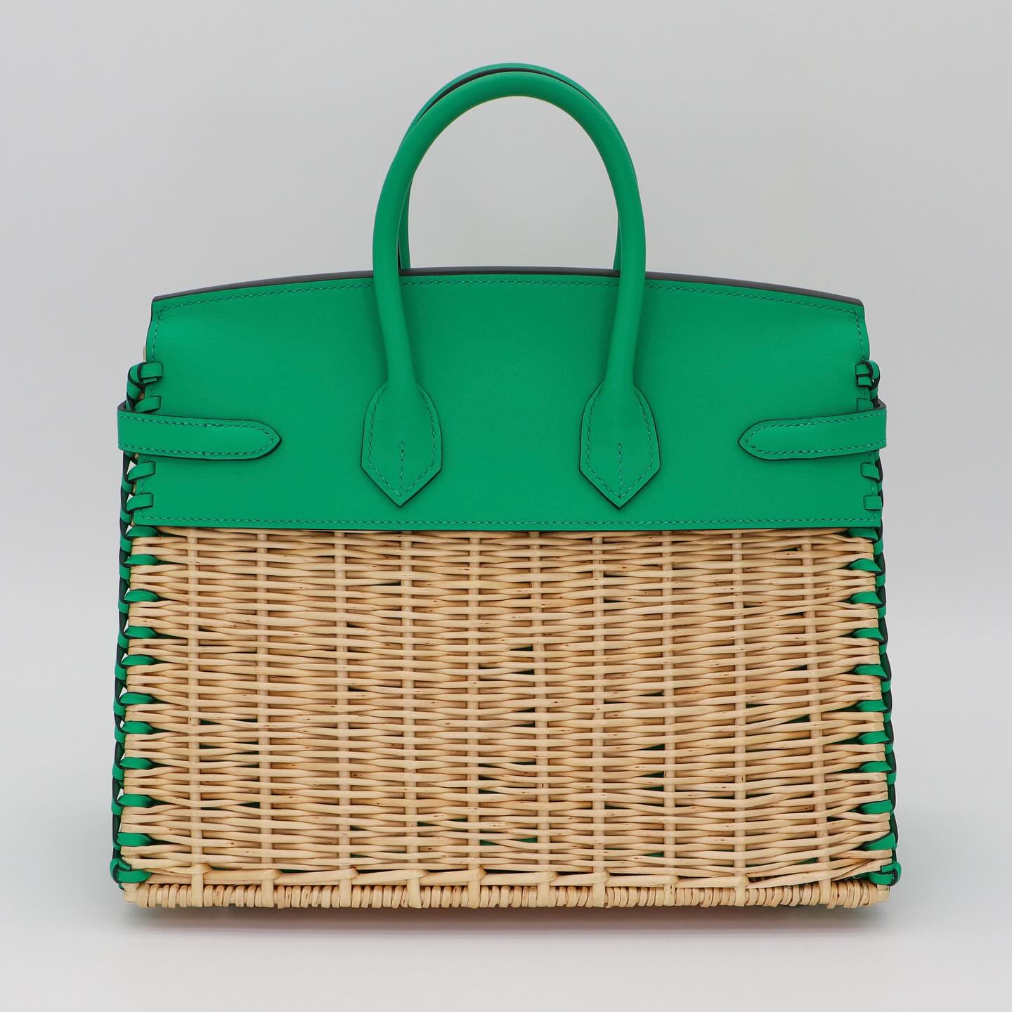 🧺 Hermès Handbag || 30cm Birkin Picnic Menthe Swift Leather || Palladium Hardware