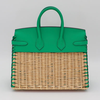 🧺 Hermès Handbag || 30cm Birkin Picnic Menthe Swift Leather || Palladium Hardware