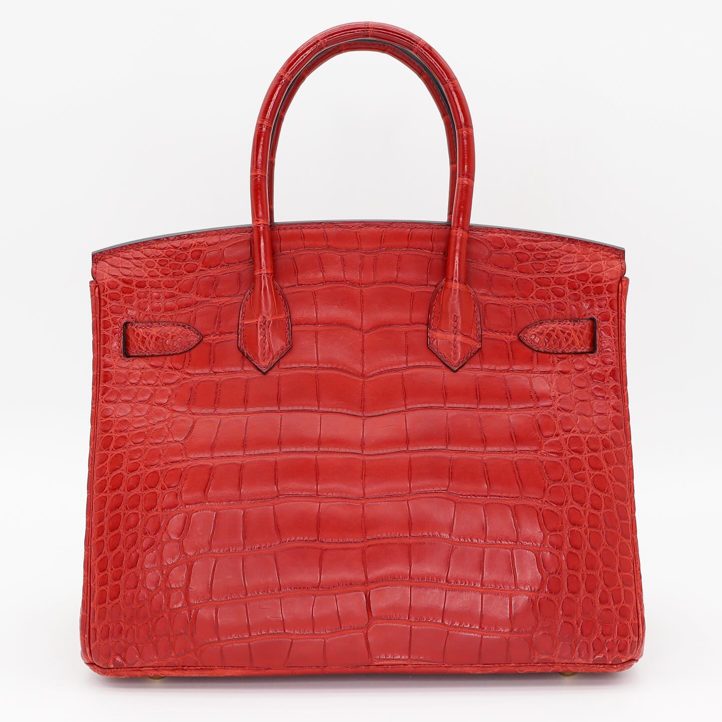 ❤️‍🔥 Hermès Handbag || 30cm Birkin Verso Rouge H/ Orange Poppy Matte Alligator || Gold Hardware