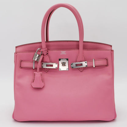 🎀 Hermès  Handbag || 30cm Birkin Bubblegum Swift Leather || Palladium Hardware