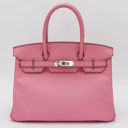 🎀 Hermès  Handbag || 30cm Birkin Bubblegum Swift Leather || Palladium Hardware