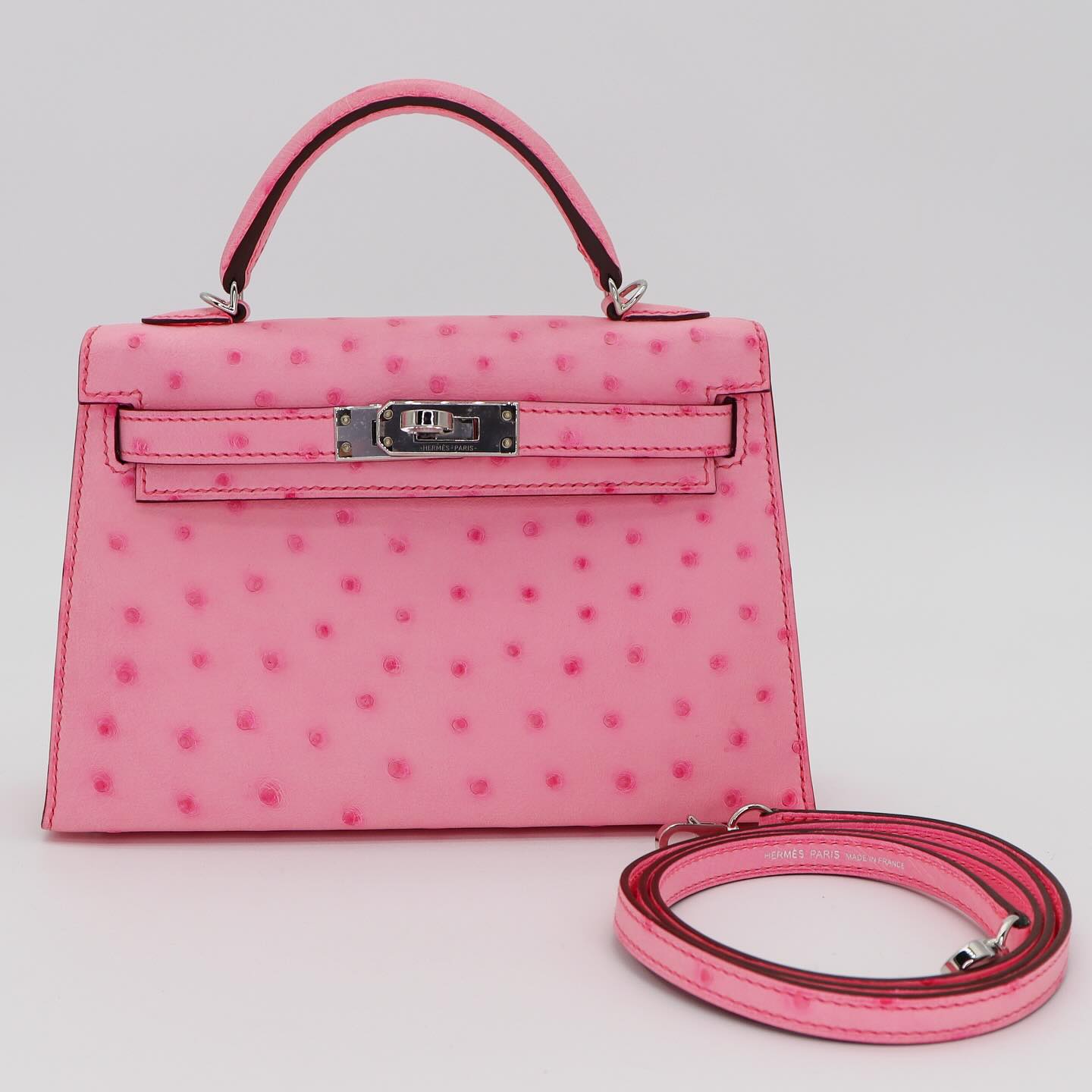 💗 Hermès || Mini Kelly II Bubblegum Ostrich || Palladium Hardware