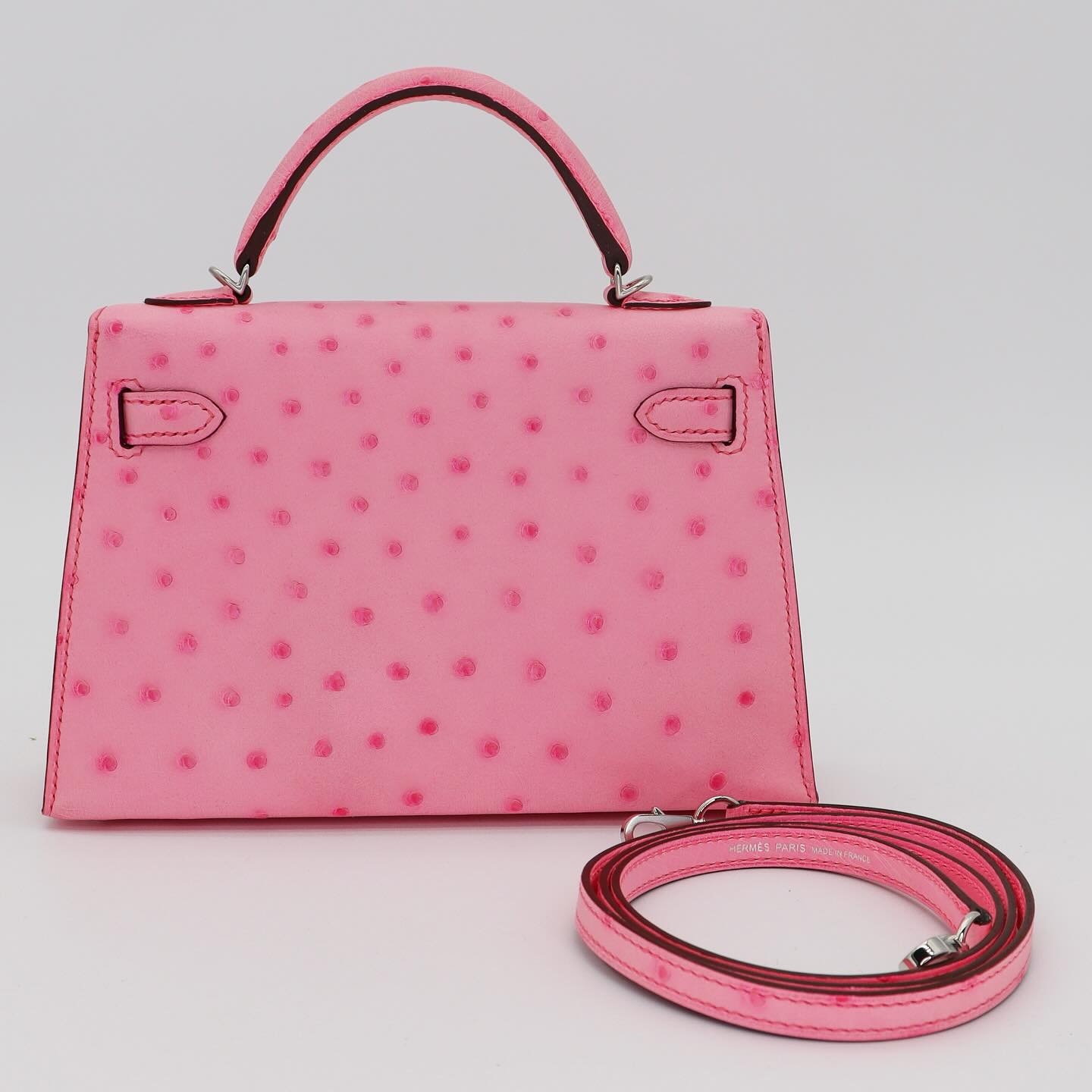 💗 Hermès || Mini Kelly II Bubblegum Ostrich || Palladium Hardware