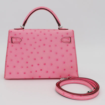 💗 Hermès || Mini Kelly II Bubblegum Ostrich || Palladium Hardware