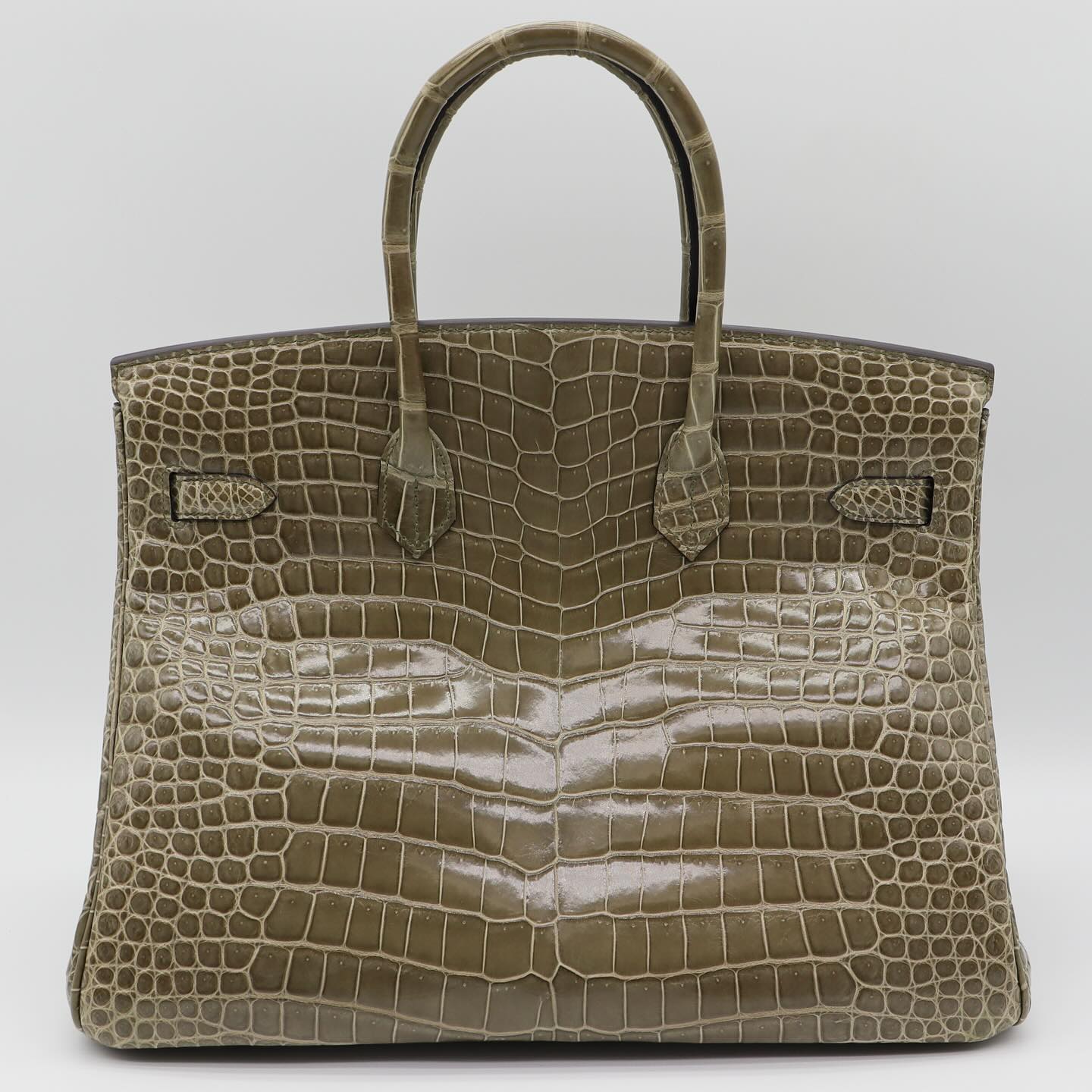 💎 Hermès Handbag || 30cm Birkin Gris Tourterelle Shiny Porosus Crocodile || Diamond Hardware