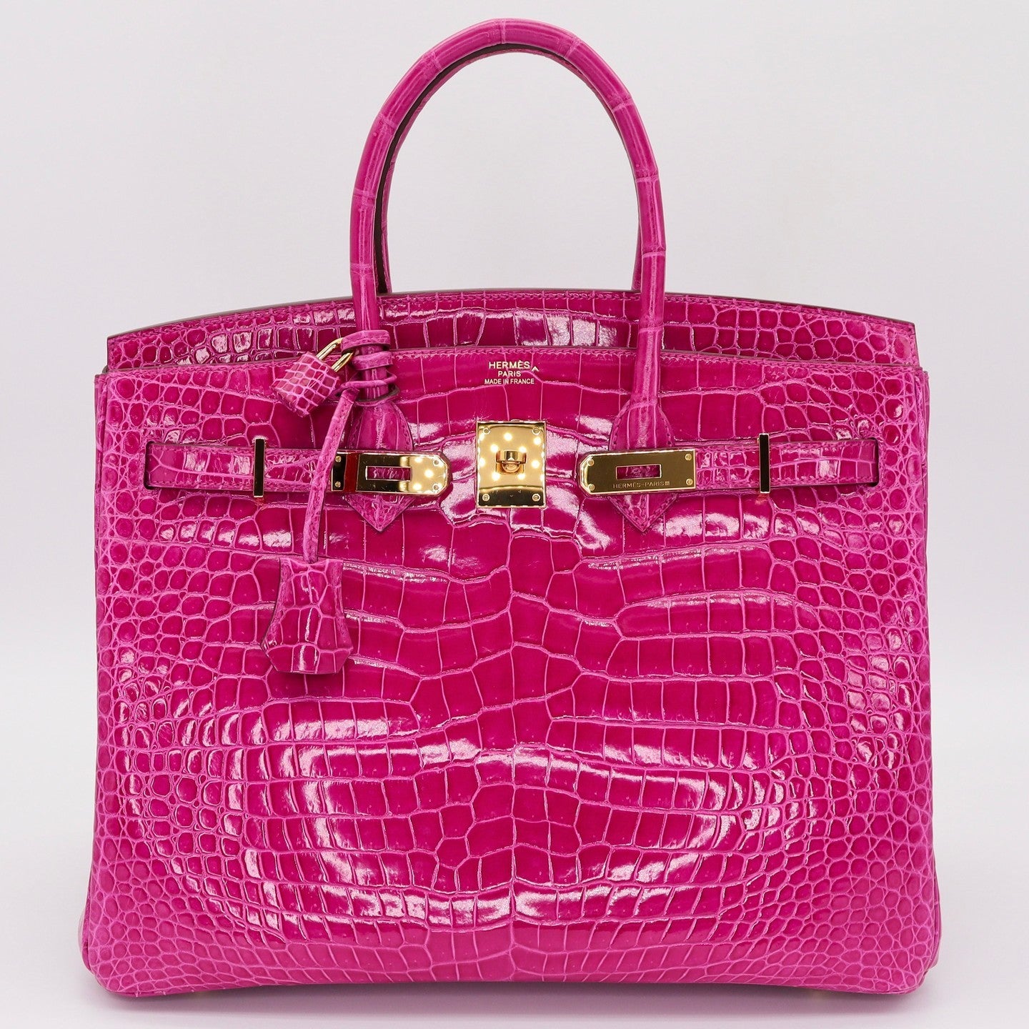 💖🐊Hermès Handbag || 30cm Birkin Rose Scheherazade Shiny Niloticus Crocodile || Gold Hardware