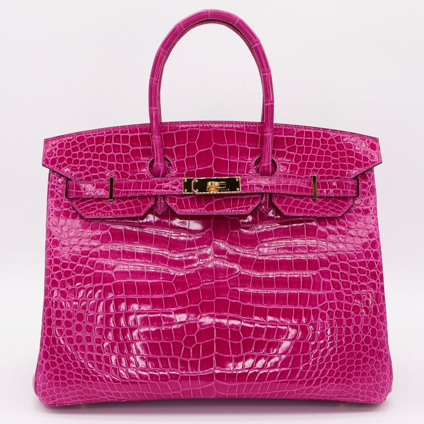 💖🐊Hermès Handbag || 30cm Birkin Rose Scheherazade Shiny Niloticus Crocodile || Gold Hardware