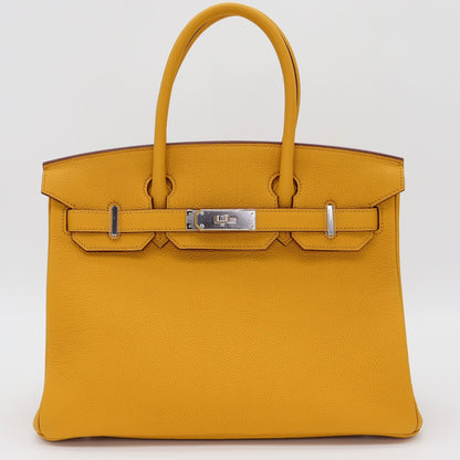 💛 Hermès Handbag || 30cm Birkin Ambre Togo Leather || Palladium Hardware