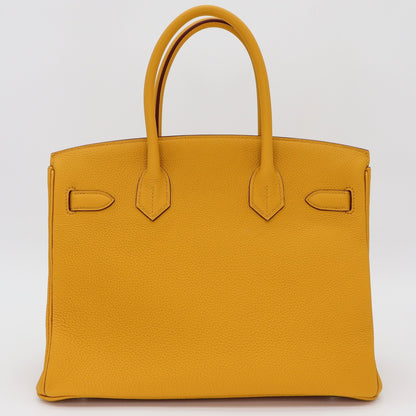 💛 Hermès Handbag || 30cm Birkin Ambre Togo Leather || Palladium Hardware