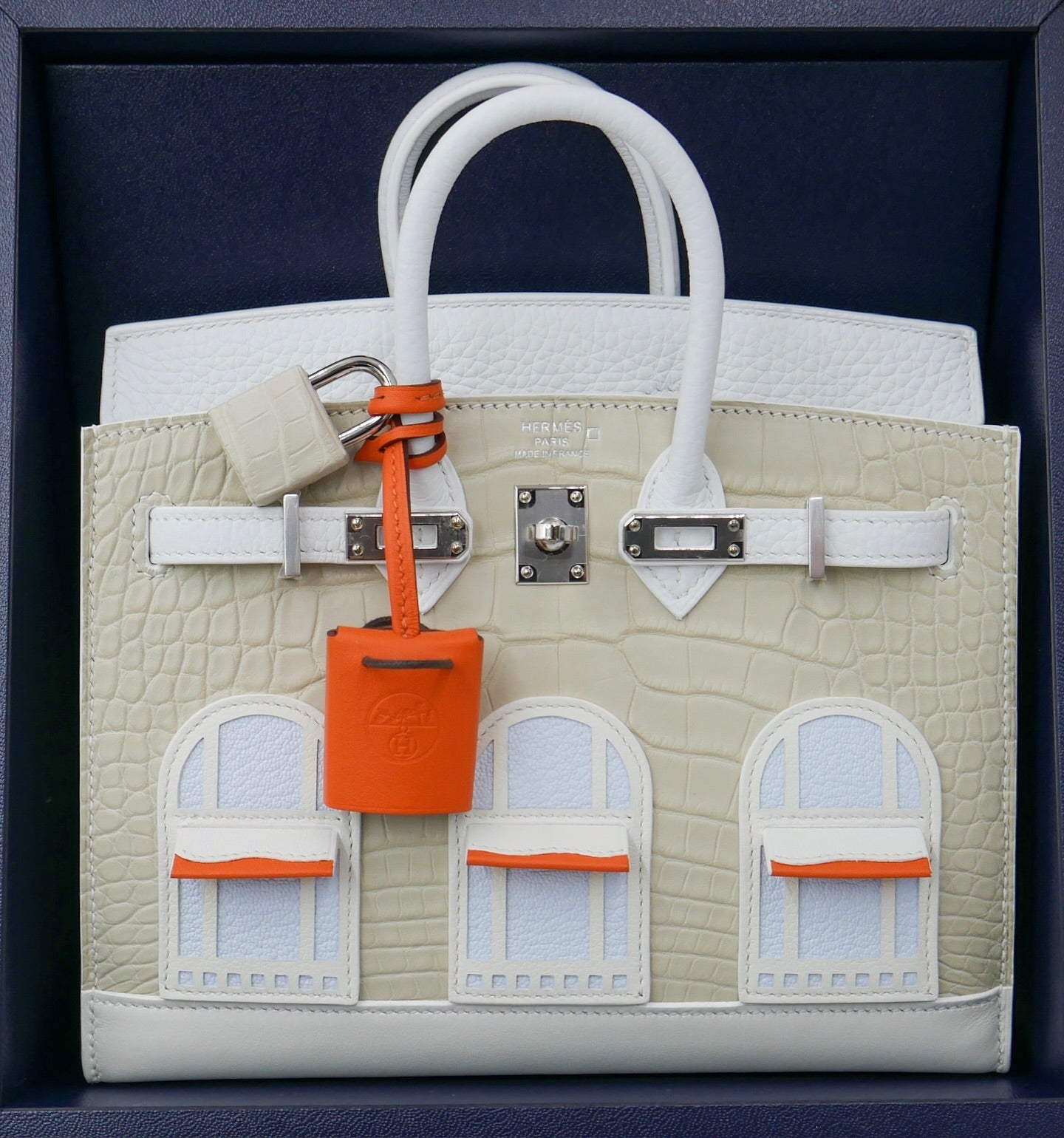 🧺 Hermès Handbag || 20cm Faubourg White Matte Alligator || Palladium Hardware