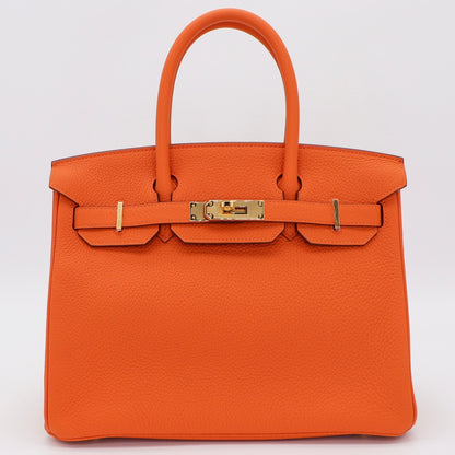 🧡 Hermès Handbag || 30cm Birkin Orange Togo Leather || Gold Hardware