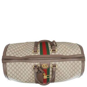 Gucci  Savoy Web Maxi GG Supreme Canvas Duffle Bag Beige