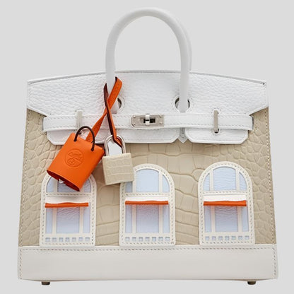 🧺 Hermès Handbag || 20cm Faubourg White Matte Alligator || Palladium Hardware